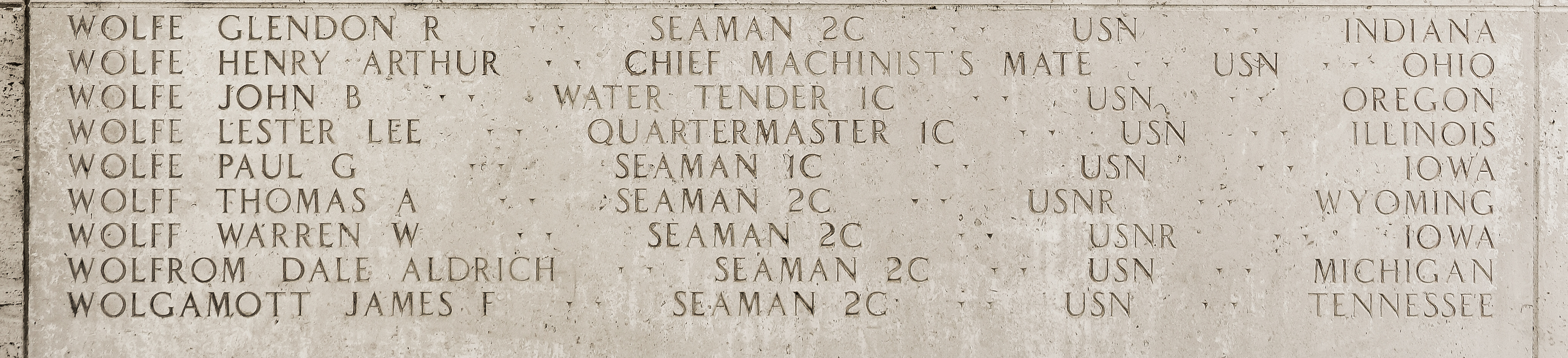 Thomas A. Wolff, Seaman Second Class